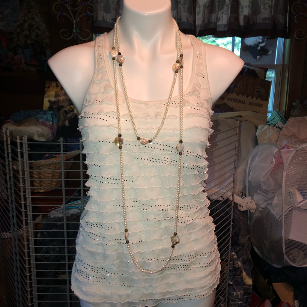 Gorgeous Long Necklace Pearl Accented New